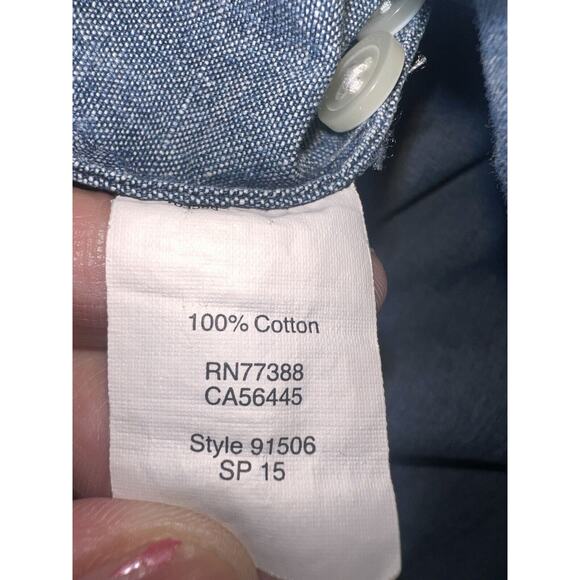 J.Crew Shirt Womens Size XS Blue Chambray Denim Button Up Roll Tab Sleeves 91506 - Picture 10 of 15